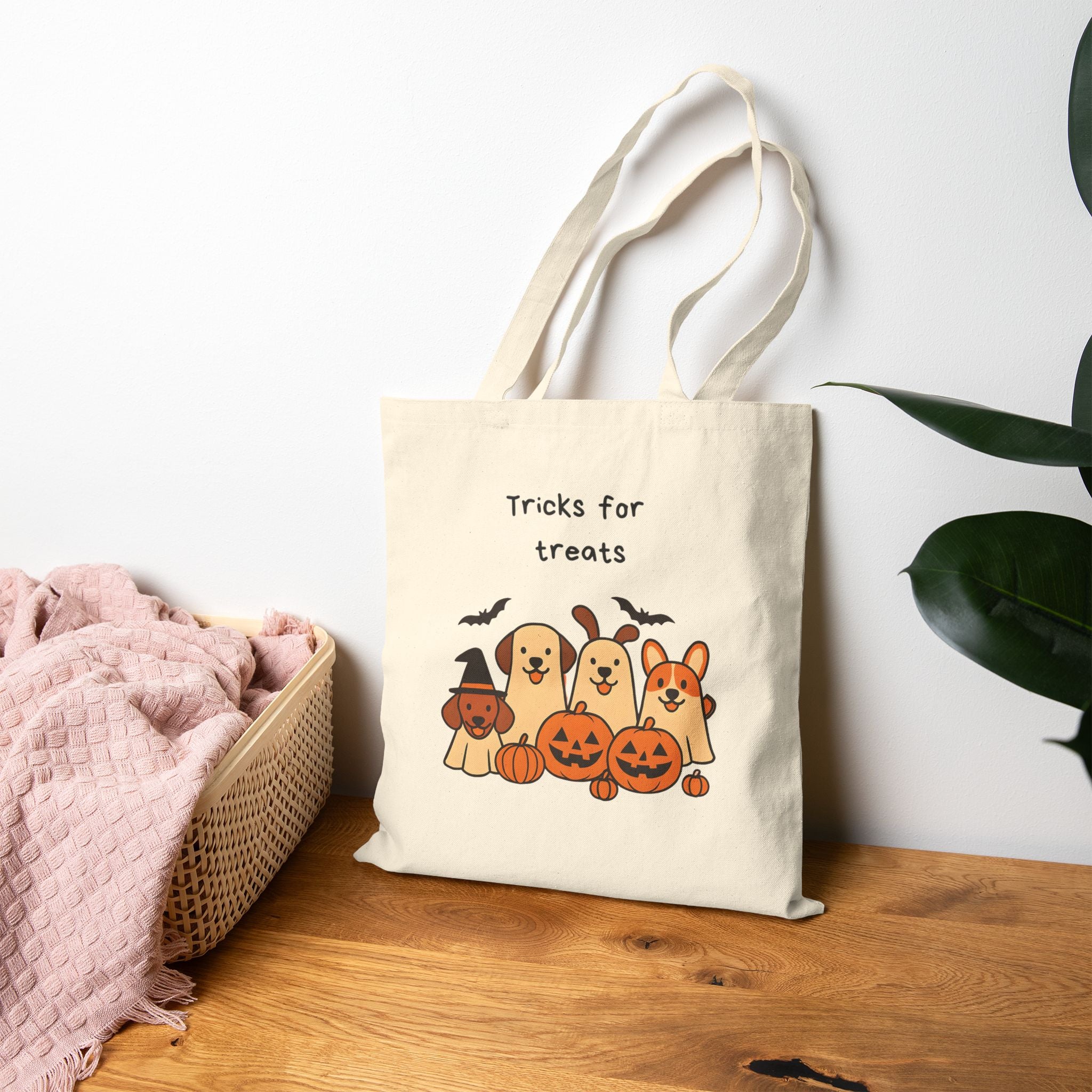 Tricks for Treats Halloween Dog Tote Bag