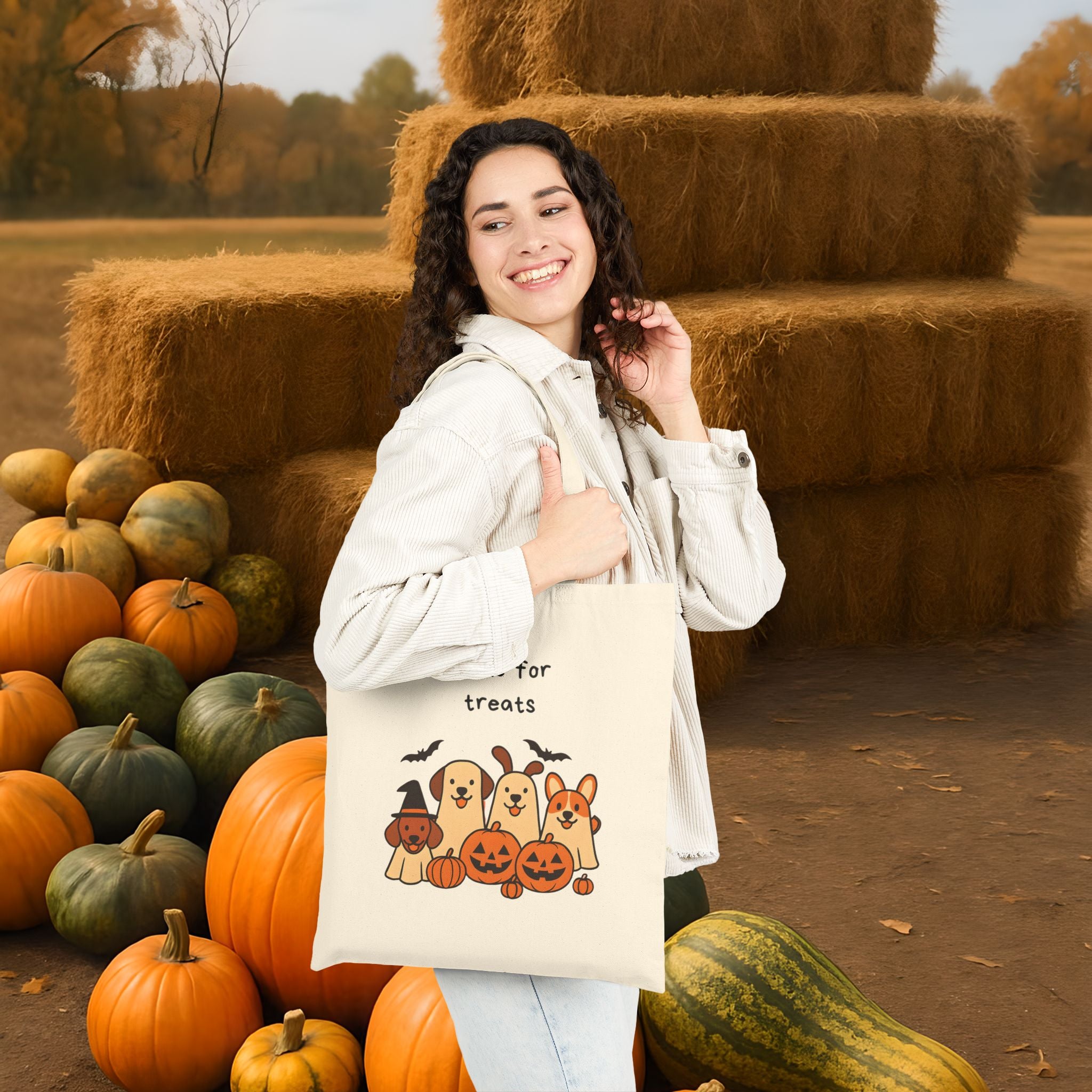 Tricks for Treats Halloween Dog Tote Bag